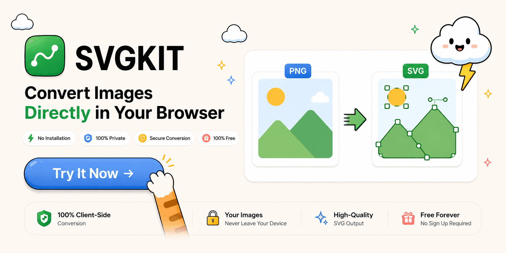 SVGKIT banner: convert images directly in your browser.