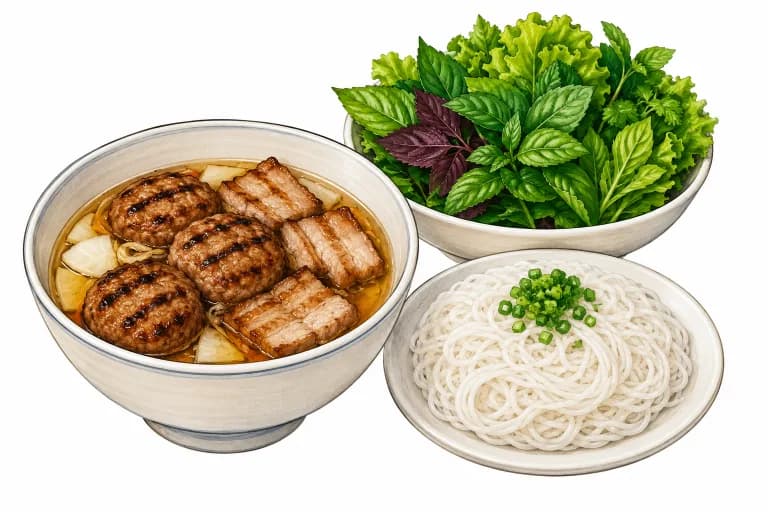Bun cha food illustration sample